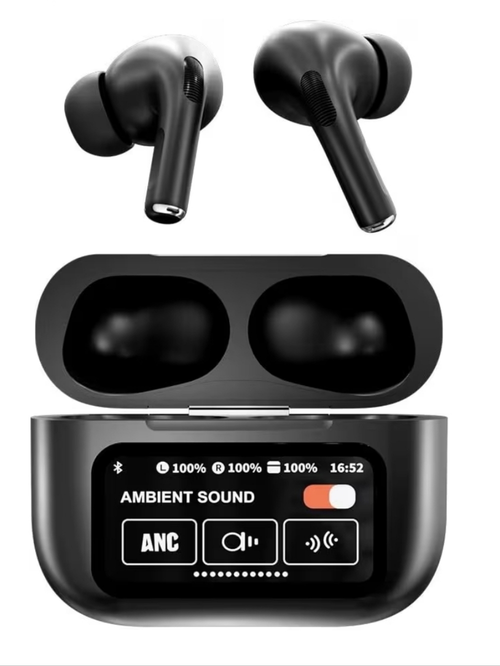 Bluetooth ANC/ENC Double Dark Wireless Earbuds - Black